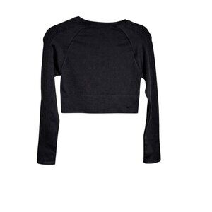 Offline By Aerie Long Sleeve Ribbed Cropped Top M Black NWOT
